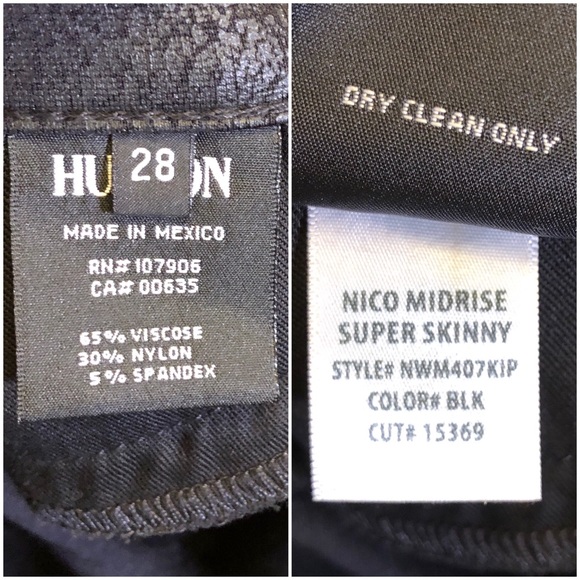 Hudson black crackle Nico Super Skinny pants Bikercore Coated denim Size 28 - Picture 8 of 8